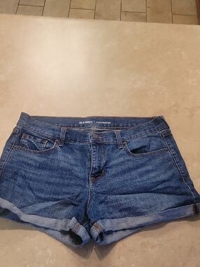 Old Navy Blue Boyfriend Denim Shorts with Rolled Cuffs